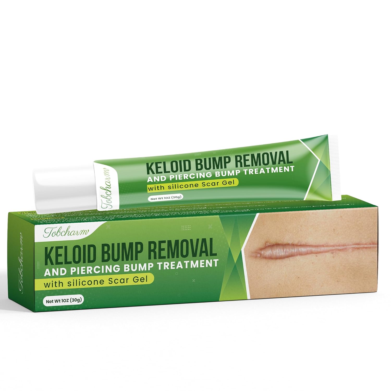 Advanced Keloid Bump Removal Gel: Silicone Keloid Scar Removal Cream for Scars from Piercing, Surgical Marks, Acne, and Burns, Keloid Treatment for Ears, Face, and Body with Healing Formula 30g