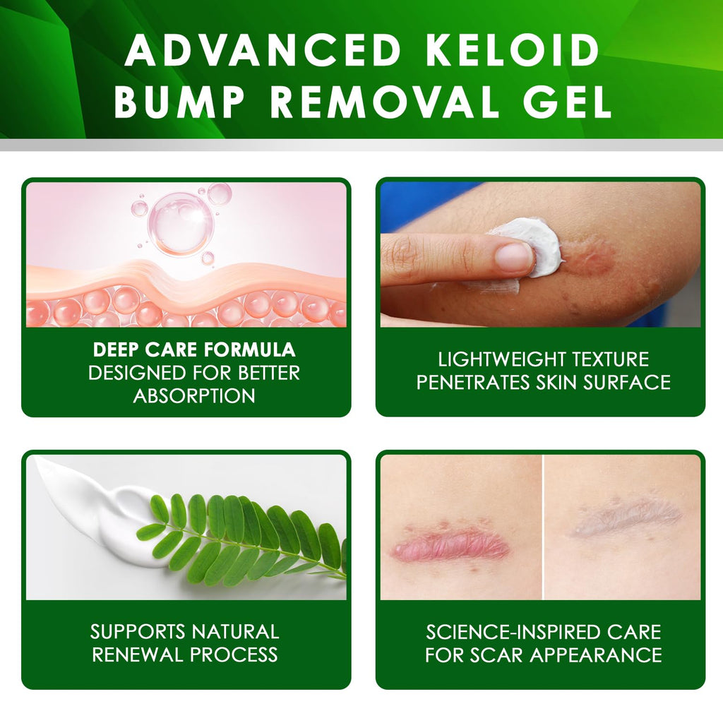 Advanced Keloid Bump Removal Gel (3 Packs): Silicone Keloid Scar Removal Cream for Scars from Piercing, Surgical Marks, Acne, and Burns, Keloid Treatment for Ears, Face, and Body with Healing Formula