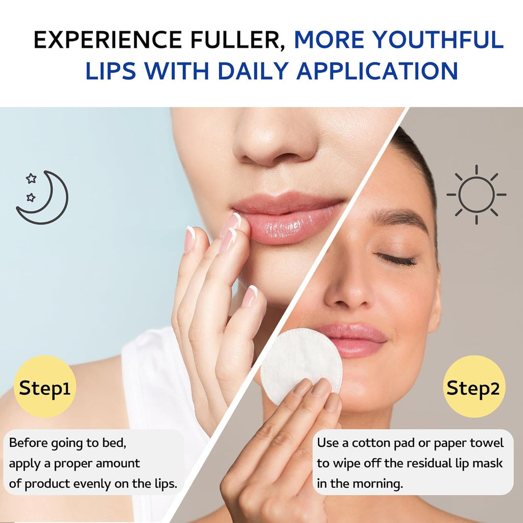 Lip Sleeping Mask (20g), Collagen Lip Mask Overnight, Lip Plumper with Hyaluronic Acid, Peptide Complex Lip Balm for Lip Wrinkle Repair and Plumping, Natural Hydration for Smooth Lips