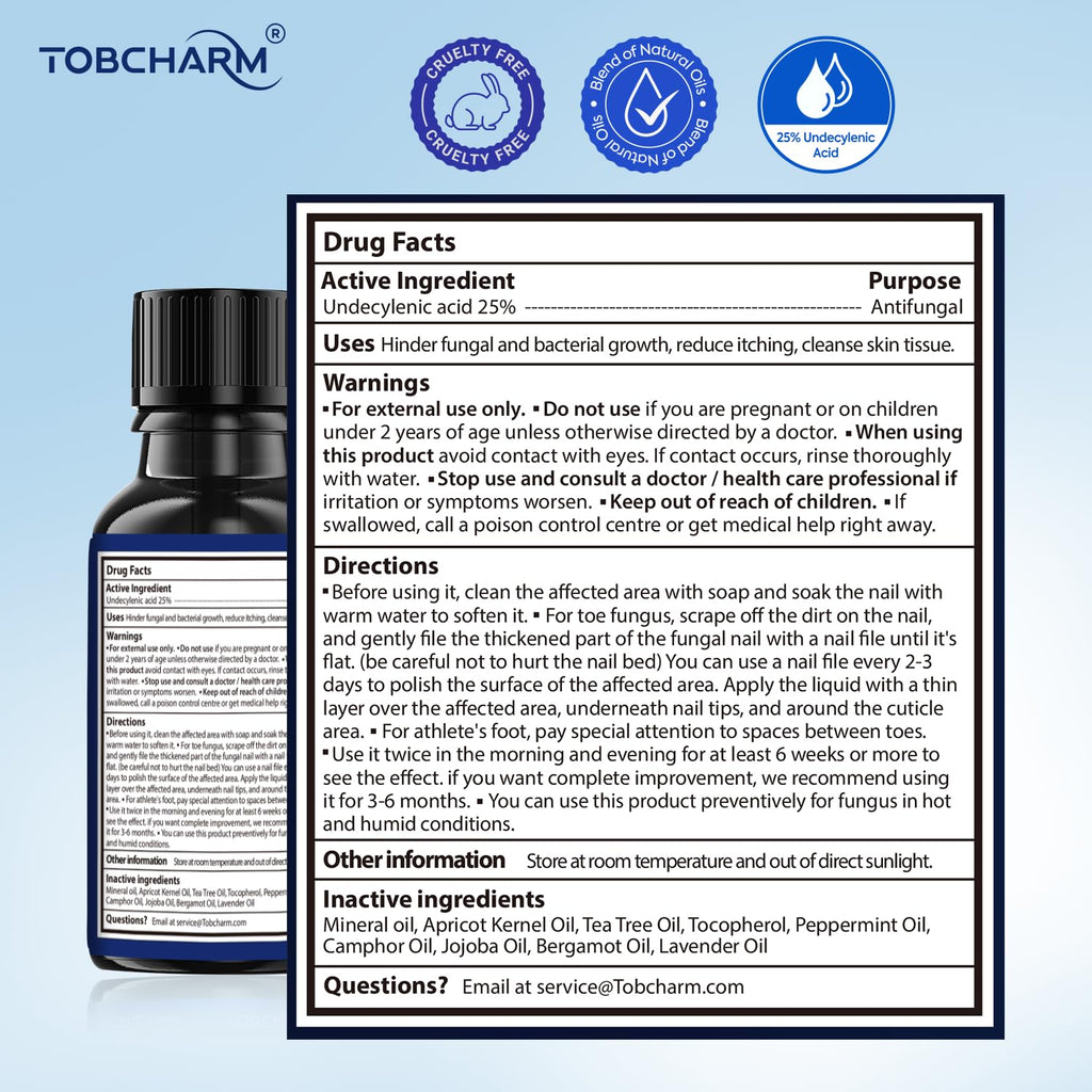 Toenail Fungus Treatment with 25% Undecylenic Acid, Toe Fungus Treatment for Toenail, Fungus Nail Treatment, Toenail Fungus Treatment Extra Strength, Fungal Nail Treatment for Athletes Foot - 2pcs