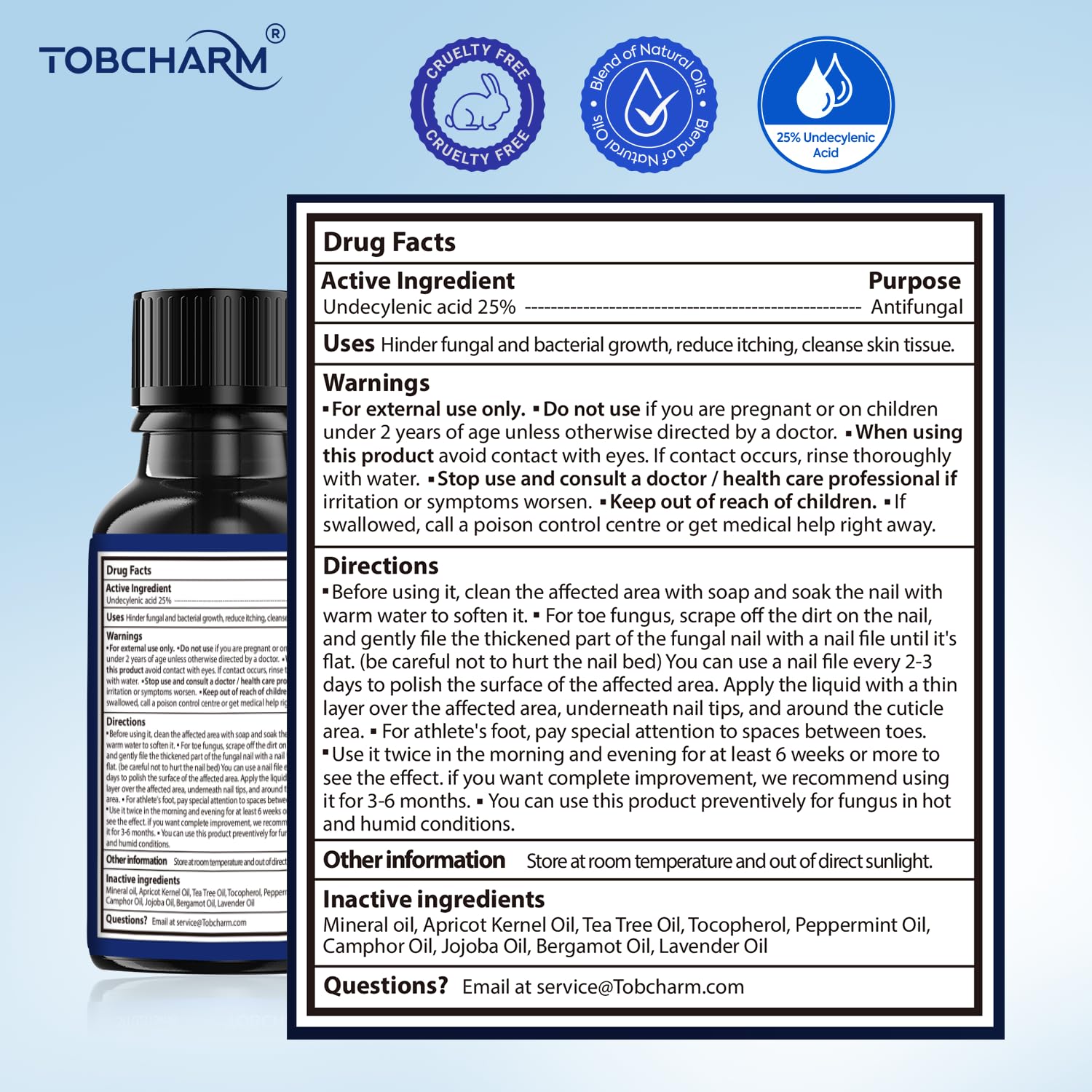Toenail Fungus Treatment with 25% Undecylenic Acid, Toe Fungus Treatment for Toenail, Fungus Nail Treatment, Toenail Fungus Treatment Extra Strength, Fungal Nail Treatment for Athletes Foot - 2pcs